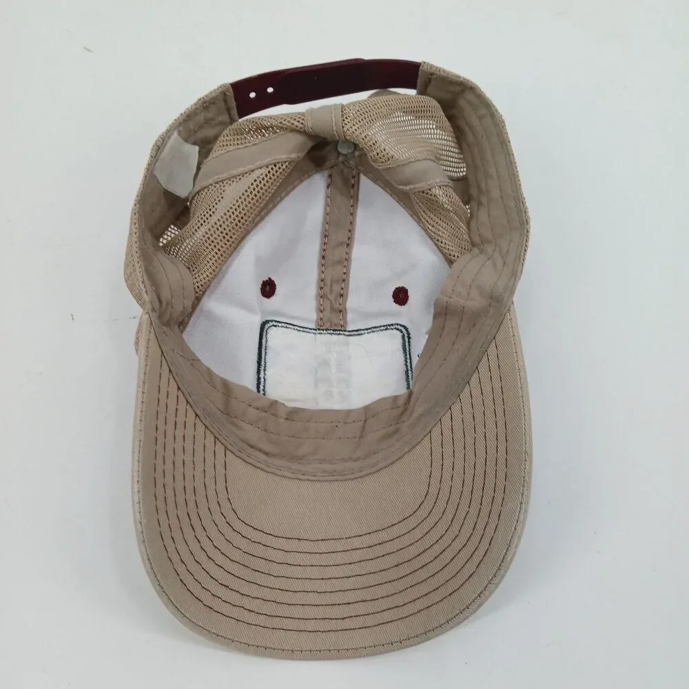 Vintage Two Tone Tan Red Mountain Embroidered Breckenridge Colorado Hat Cap